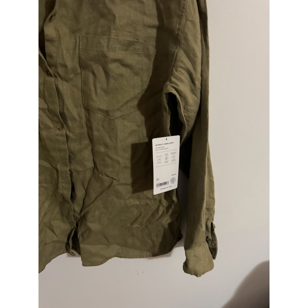 Athleta Linen Olive Green Shirt Nwt Retails $99 - Picture 5 of 9